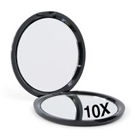 Kompakt dobbeltsidet speil med 10x forstørrelse - Svart