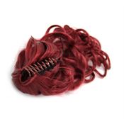 Pony tail extensions syntetisk, krokodilleklemme  curly  Rød 33# Claw