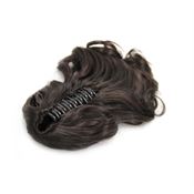 Pony Tail Extensions syntetisk Krokodilleklemme Curly Mørkebrun 2# Claw