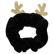 SOHO Jule Scrunchie med rensdyr, svart og gull