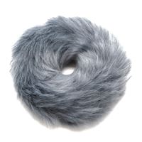 Hårstrikk med pels - Faux Scrunchie, grå