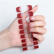 Semi Cured Gel Nail Stickers / Selvklebende neglelakk - Red French Ombre (JK-333)