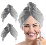 Turban Hårhåndkle - Hurtigtørkende Mikrofiberhåndkle til håret - Grå