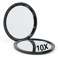Kompakt rund speil med 10 x forstørrelse