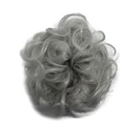 Messy Bun Hårstrikk med krøllete kunstig hår - Lys grå