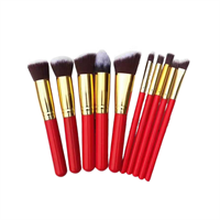 PRO Makeup børster Rød 10 stk