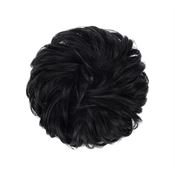 Messy Bun hårstrikk med krøllete kunstig hår, Jet Black #1