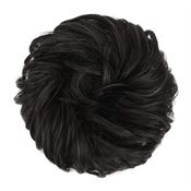 Messy Bun hårstrikk med krøllete kunstig hår, #4 Svartbrun