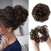Messy Curly hårstykke til knoll, mørkebrun #6