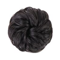 Messy Bun Hair elastisk med krøllete kunstig hår - # 2 Black