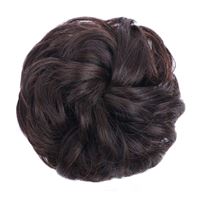 Messy Bun Hårstrikk med krøllete kunstig hår - # 2/33 mørk brun og mørk rødbrun blanding