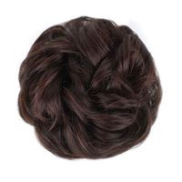 Messy Bun Hårstrikk med krøllete kunstig hår - #33 Mørkebrun med rød skjær