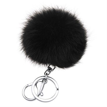 Pels Nøkkelring Pom Pom Fur Keyring - Svart