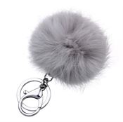 Pels Nøkkelring Pom Pom Fur Keyring - Grå