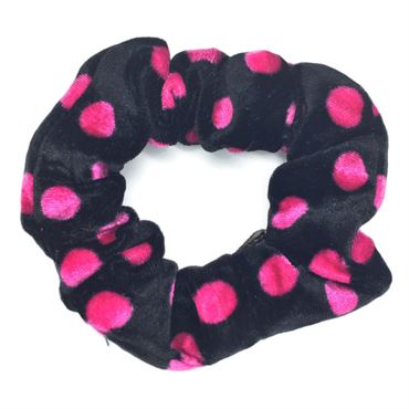 Scrunchie Hair Elastic - Svart med rosa prikker