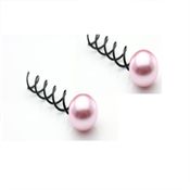 Spin Pins, svarte med rosa perle 2 stk